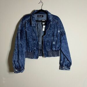 Thrill Distressed Blue Jean Jacket